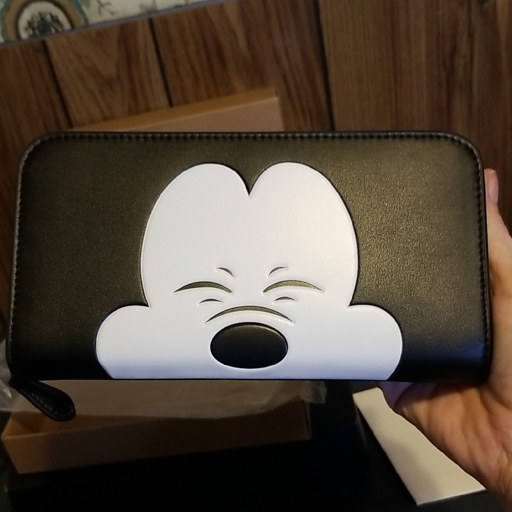 🖤COACH MICKEY MOUSE SMILE COLLECTION LONG 75TH LIMITED BLACK WALLET NWT🖤